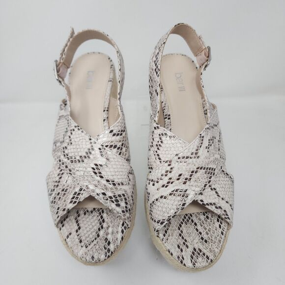Bar III Wedge Espadrille Womens 11 Beige Bianka Slingback Strap Sandals Snake - Picture 5 of 8